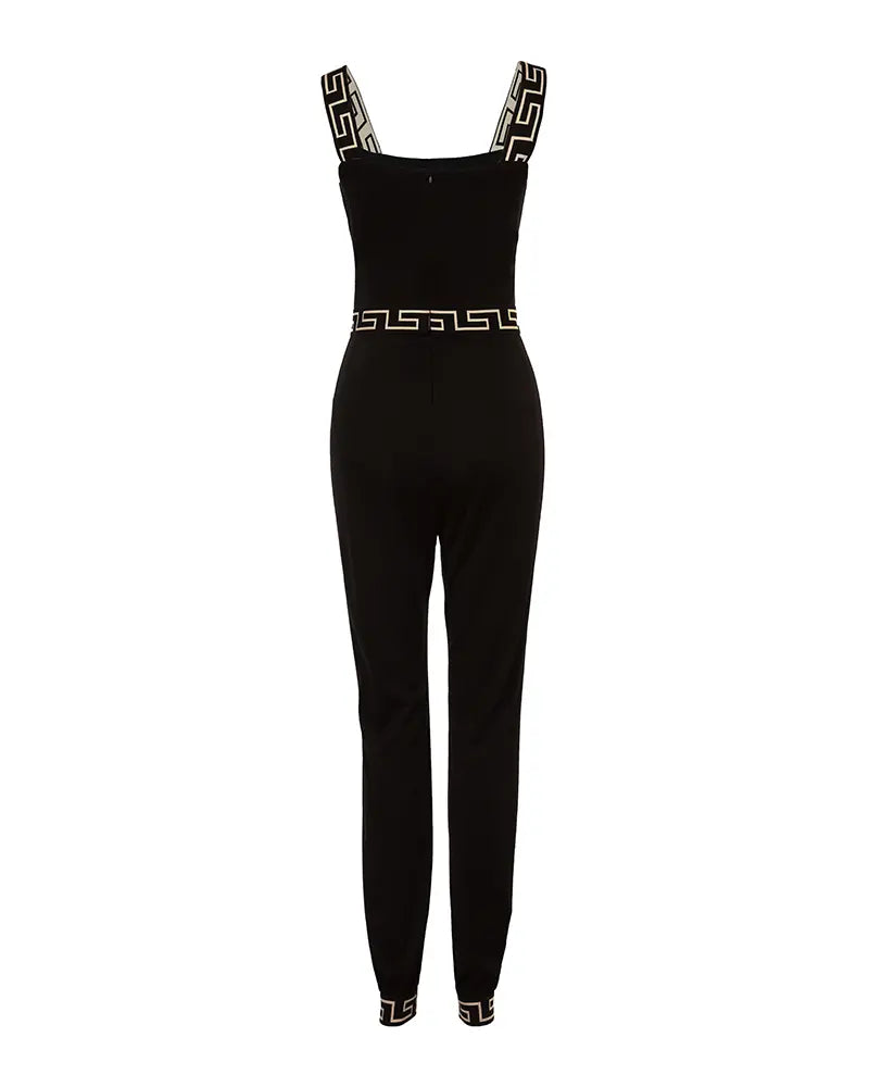 Geo Trim Thick Strap Jumpsuit - Black
