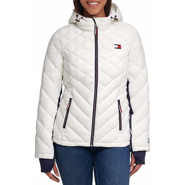 Tommy Hilfiger Packable Hooded Puffer Jacket - White
