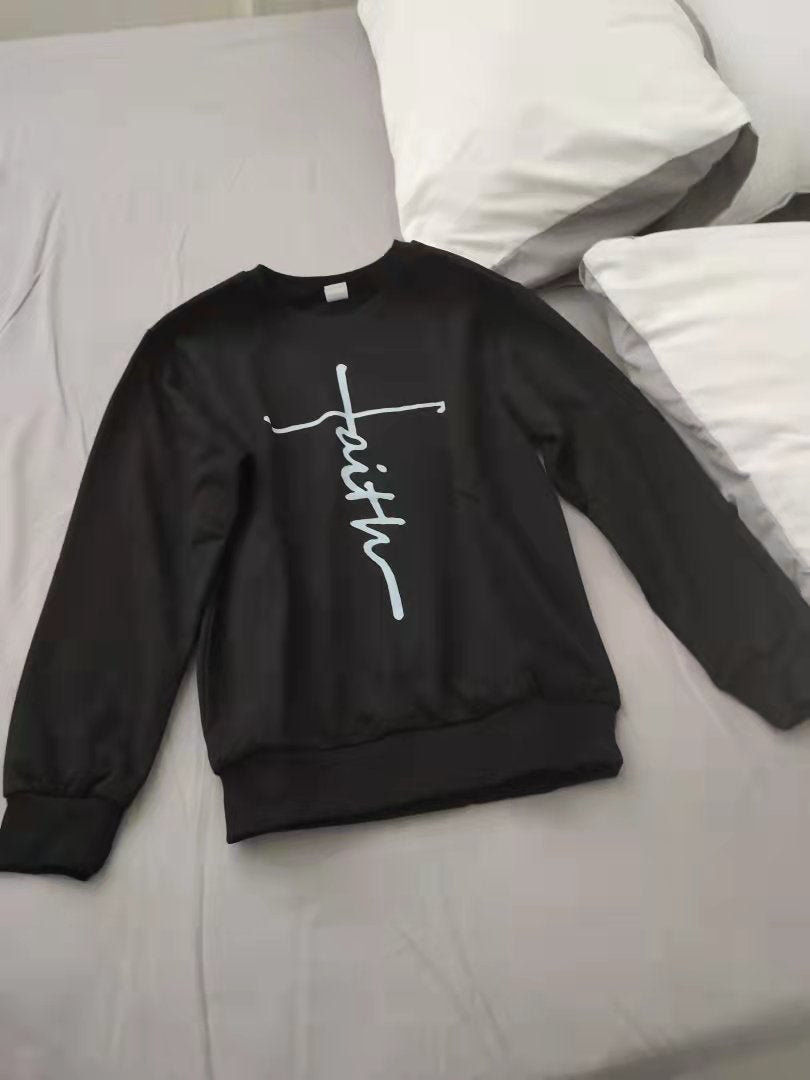 Faith Print Long Sleeve Sweatshirt & Pants Set